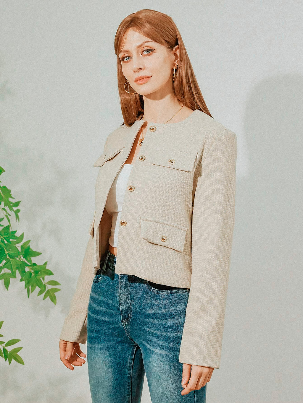 Elegant Tweed Cropped Jacket - Timeless Style | Vivezzo