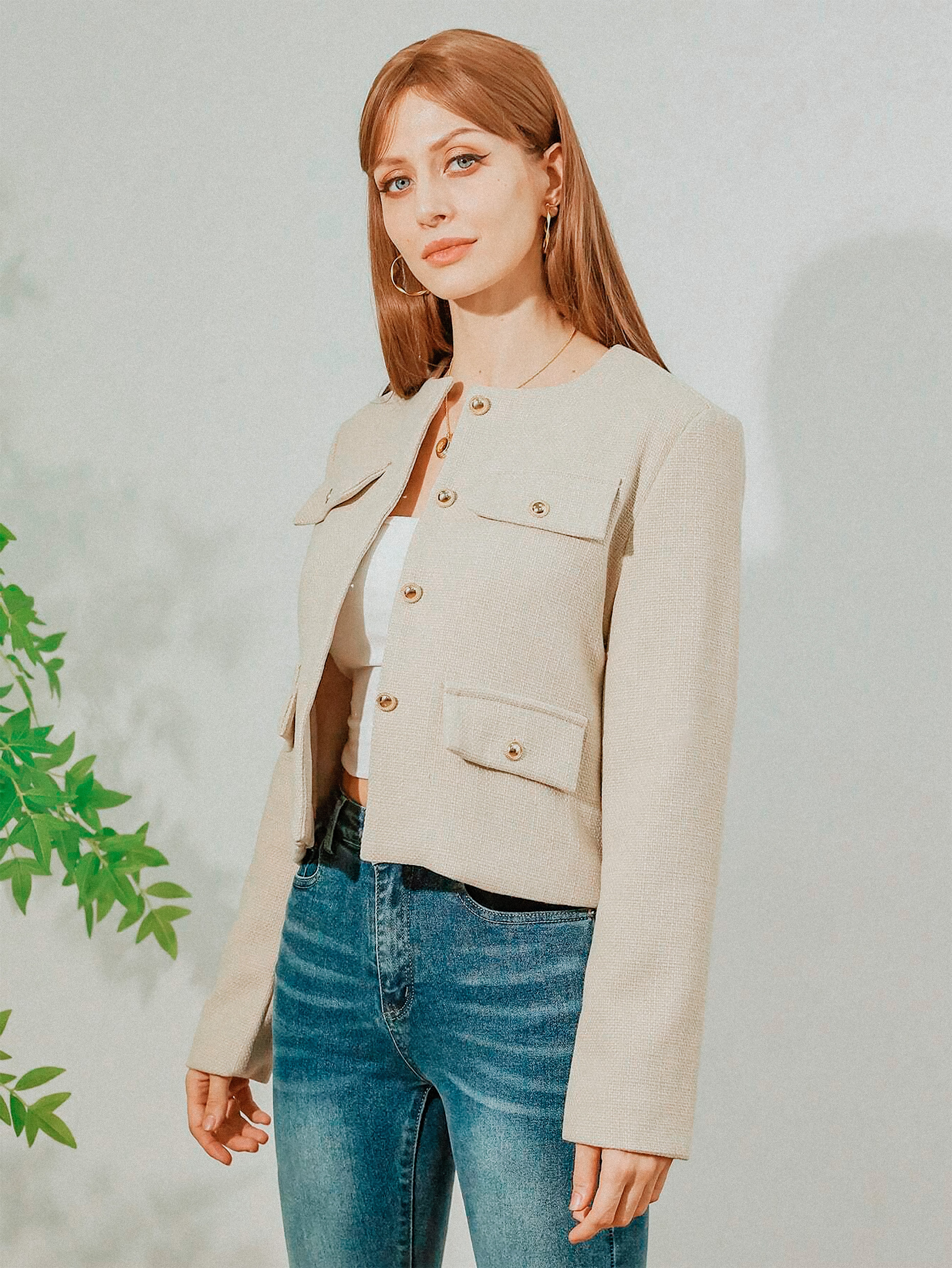 Elegant Tweed Cropped Jacket - Timeless Style | Vivezzo