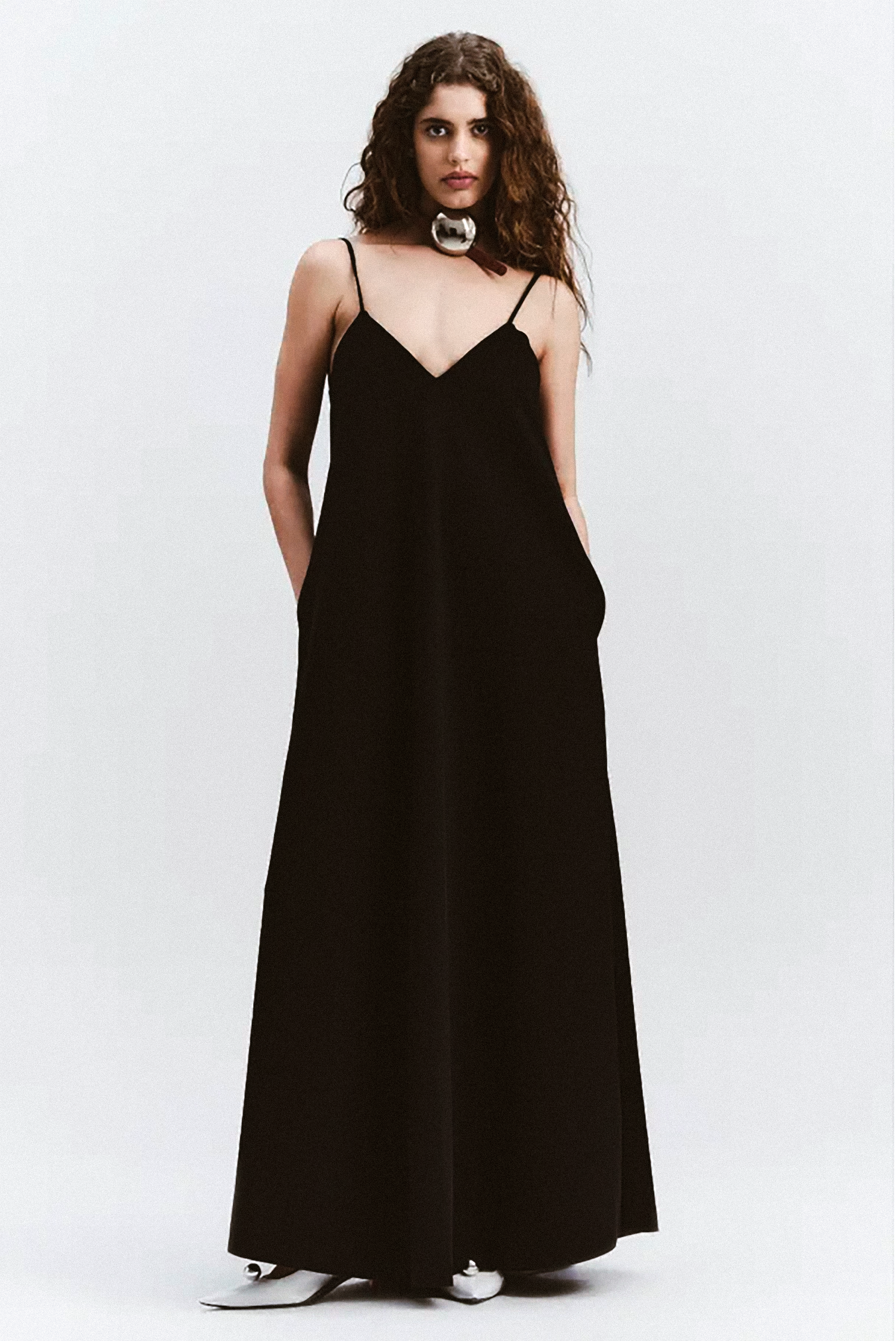 Black Draped Slip Dress | Vivezzo
