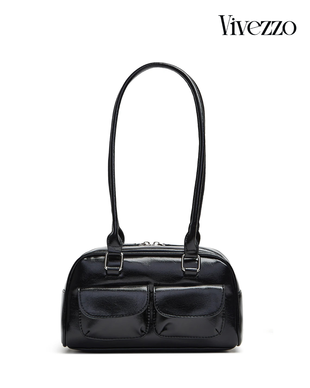 Chic PU Leather Bowling Handbag for Women | Vivezzo