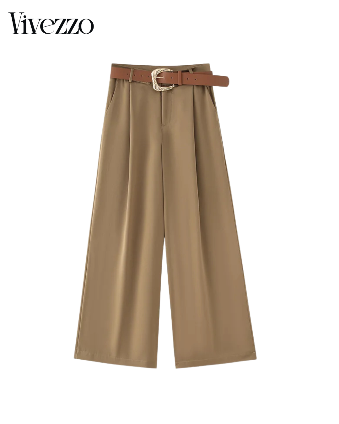Elegant Wide Leg Pleated Pants with Belt for Women