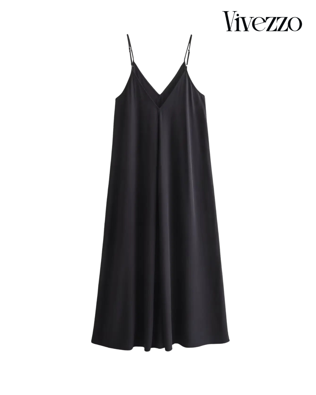 Black Draped Slip Dress | Vivezzo