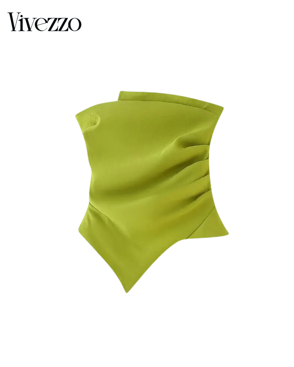 Chic Asymmetry – Strapless Pleated Crop Top | Vivezzo