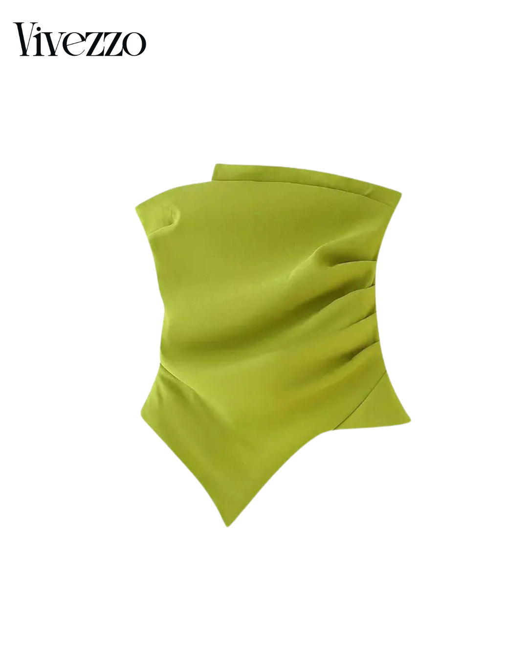 Chic Asymmetry – Strapless Pleated Crop Top | Vivezzo