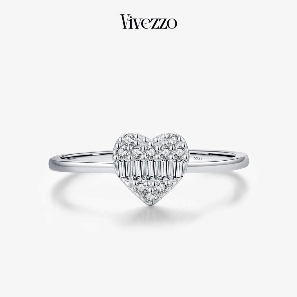 925 Sterling Silver Heart Zirconia Ring – Classic Women’s Wedding & Gift Jewelry