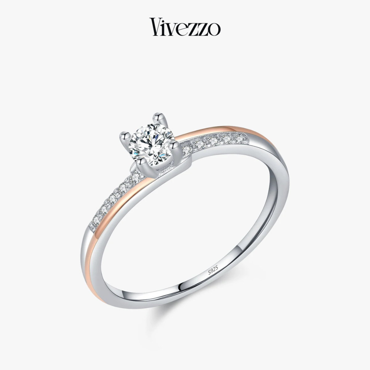 Rose Gold 925 Sterling Silver Ring – Elegant Women’s Wedding Jewelry