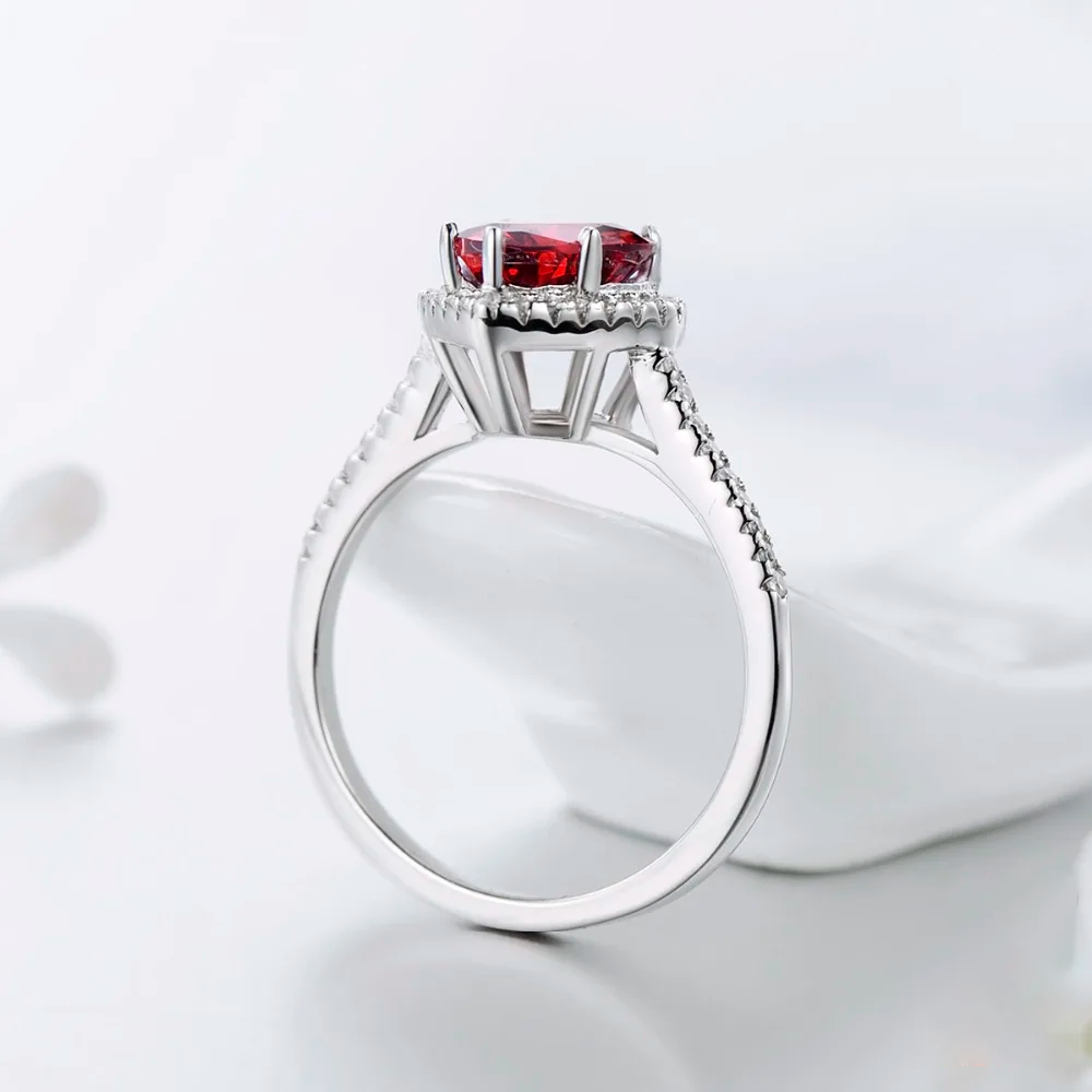 Red Heart Zirconia Ring in 925 Sterling Silver – Women’s Engagement Jewelry Gift
