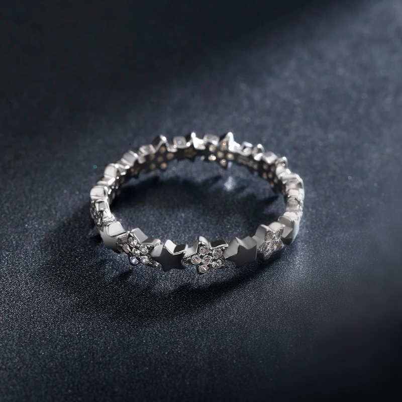 Stackable 925 Sterling Silver CZ Star Rings – Women’s Fashion Jewelry