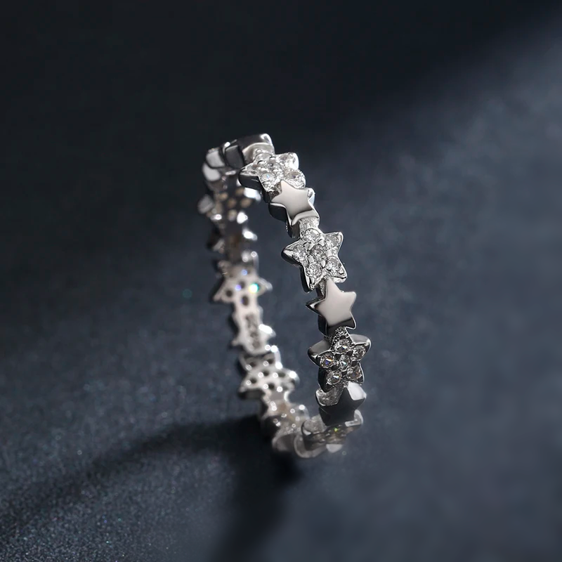 Stackable 925 Sterling Silver CZ Star Rings – Women’s Fashion Jewelry