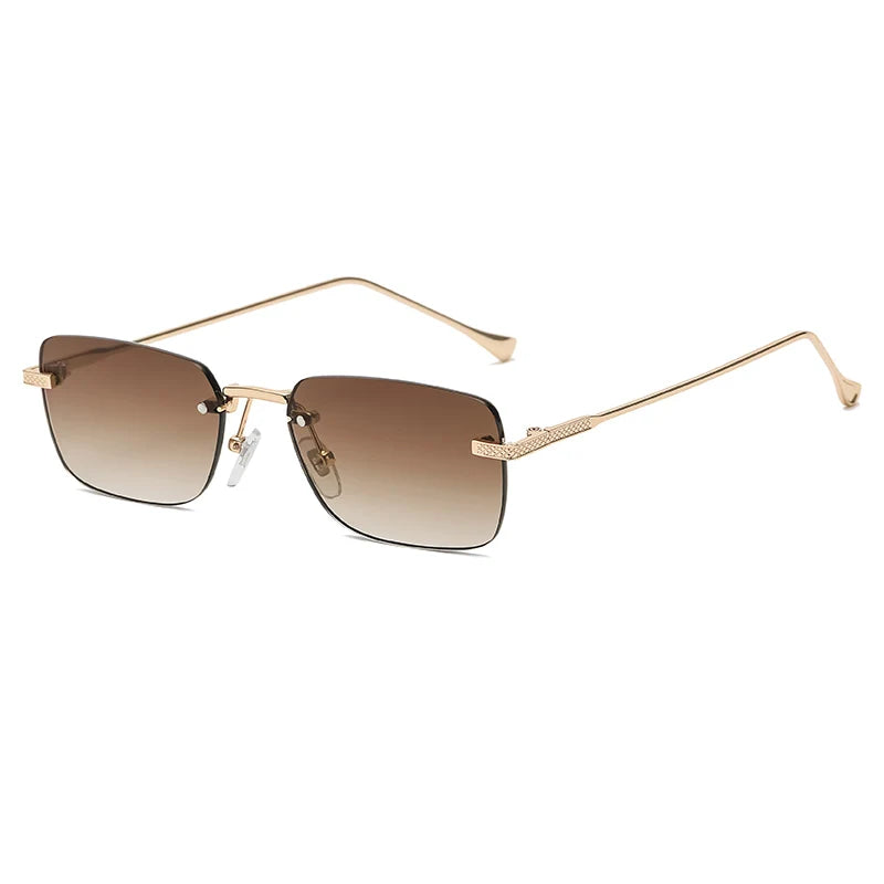 Rimless Rectangle Sunglasses – Small Square Vintage Punk UV400