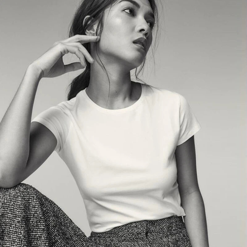 Classic White Cotton T-Shirt | Vivezzo