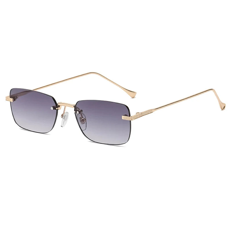 Rimless Rectangle Sunglasses – Small Square Vintage Punk UV400