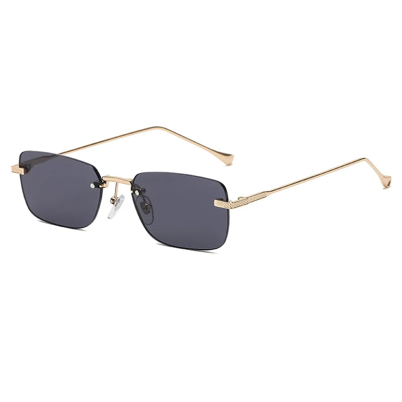 Rimless Rectangle Sunglasses – Small Square Vintage Punk UV400
