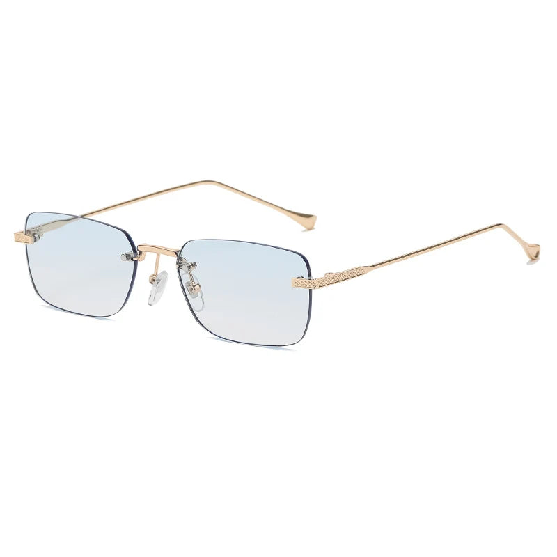 Rimless Rectangle Sunglasses – Small Square Vintage Punk UV400
