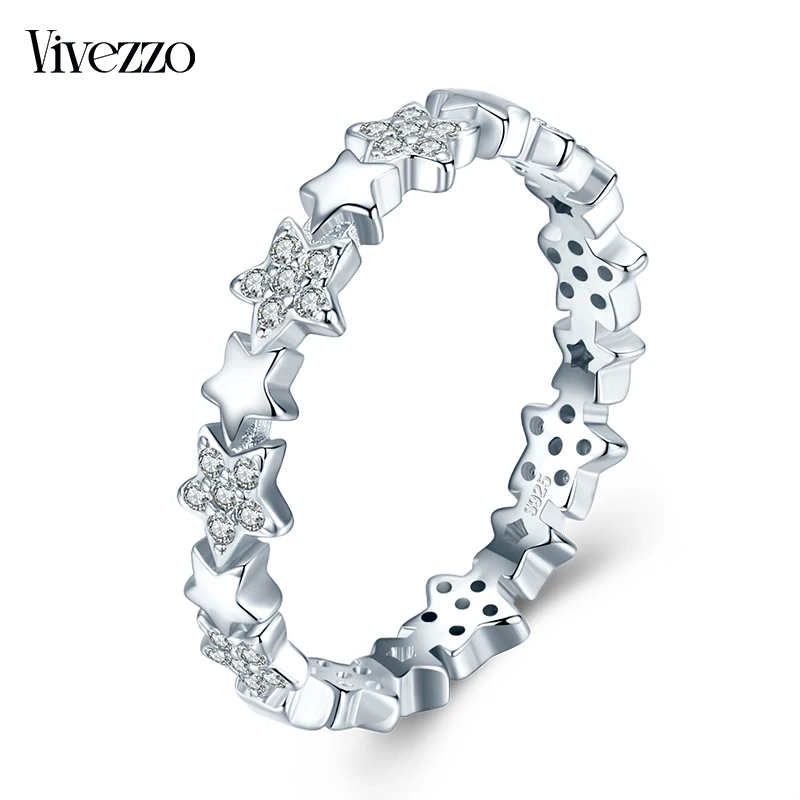 Stackable 925 Sterling Silver CZ Star Rings – Women’s Fashion Jewelry