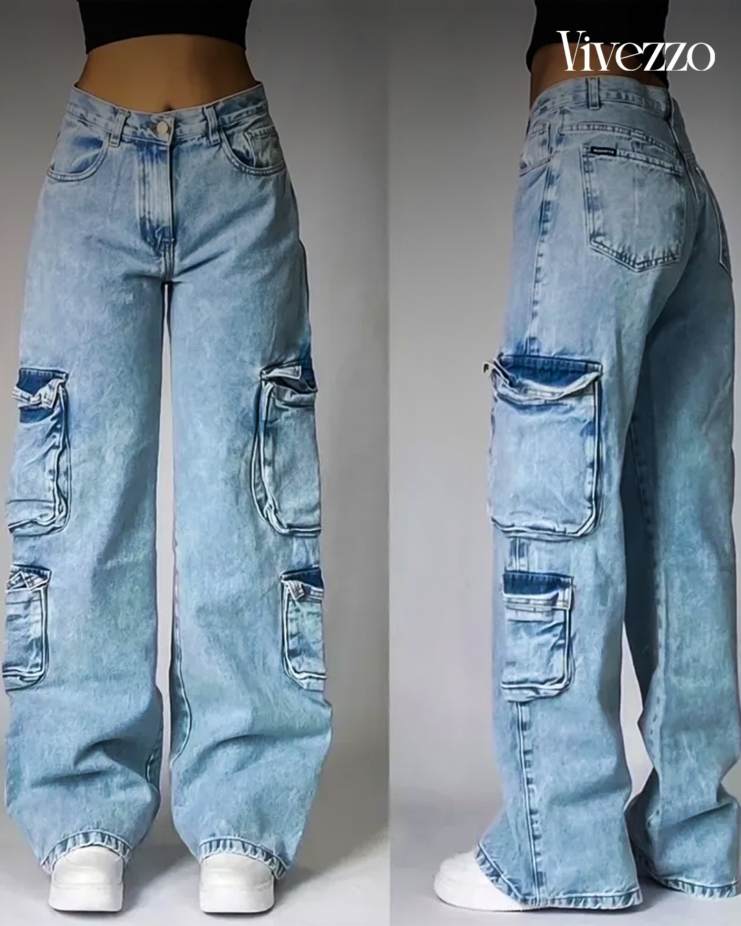 Drop Zone Denim - Utility-style baggy jeans with oversized fit and pockets.
