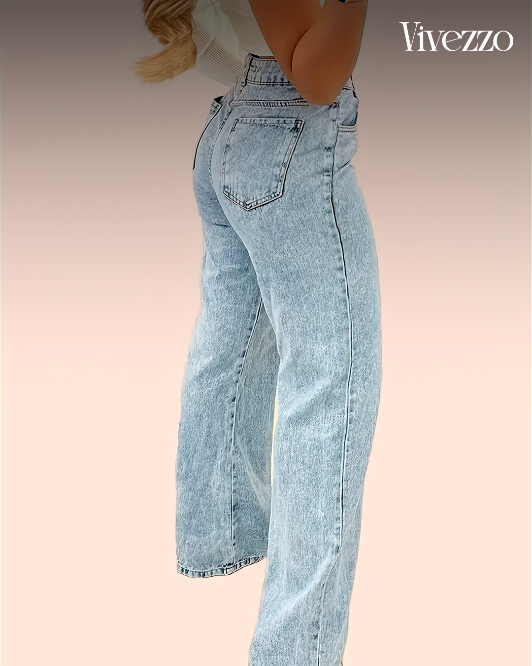 Snowflake Washed High-Rise Straight Jeans - Vivezzo