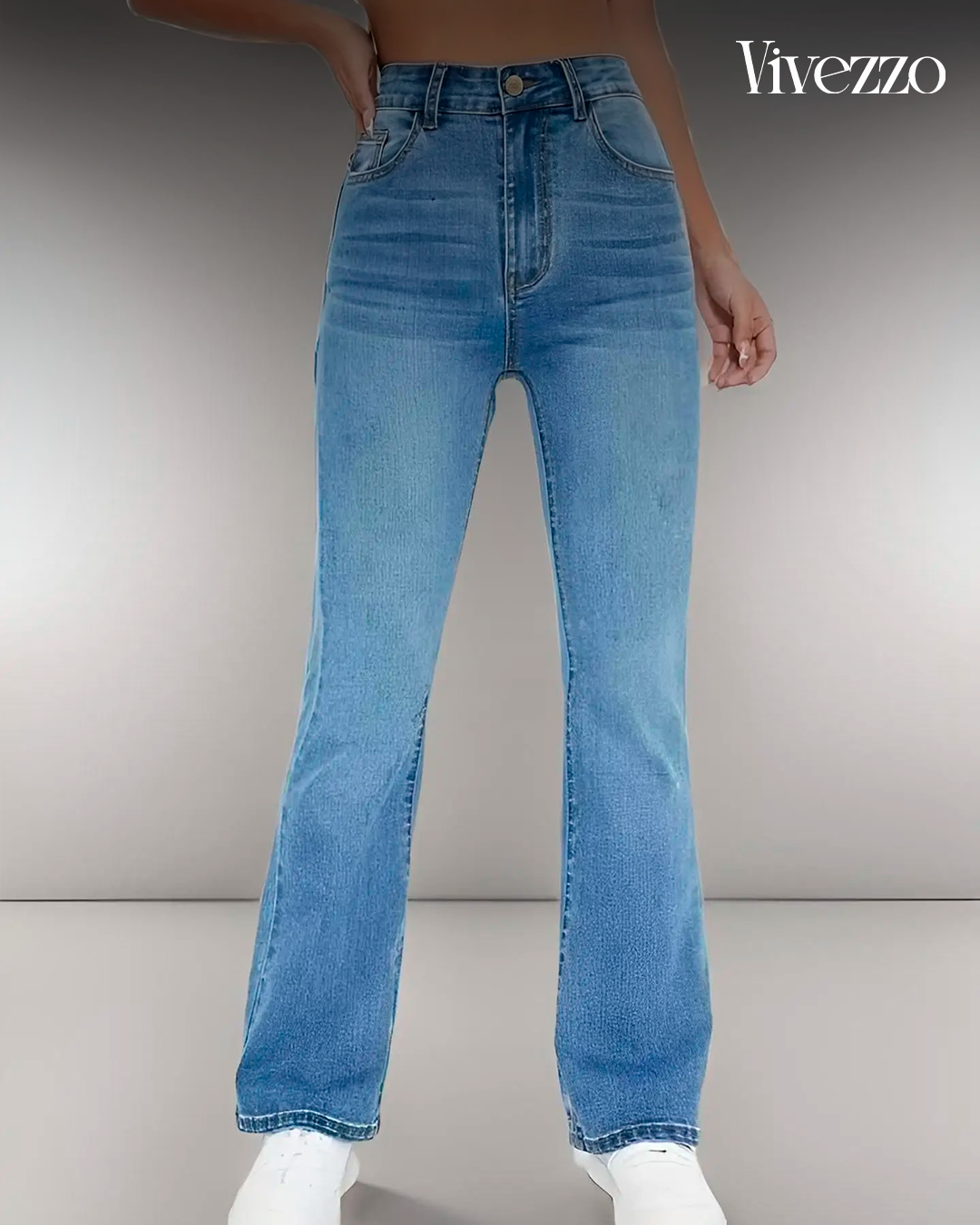 High-Waisted Slim Fit Washed Denim – Everyday Elegance - Vivezzo