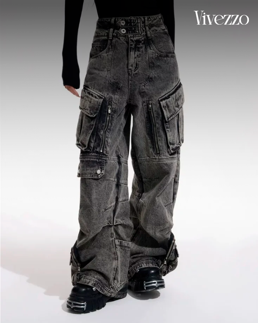 Storm Pocket - Y2K cargo jeans with wide fit and vibe