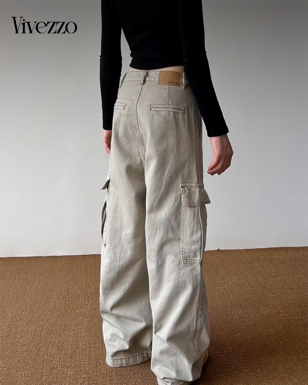 The Khaki Drop - Y2K-style khaki cargo jeans with wide fit and utilitarian vibe.