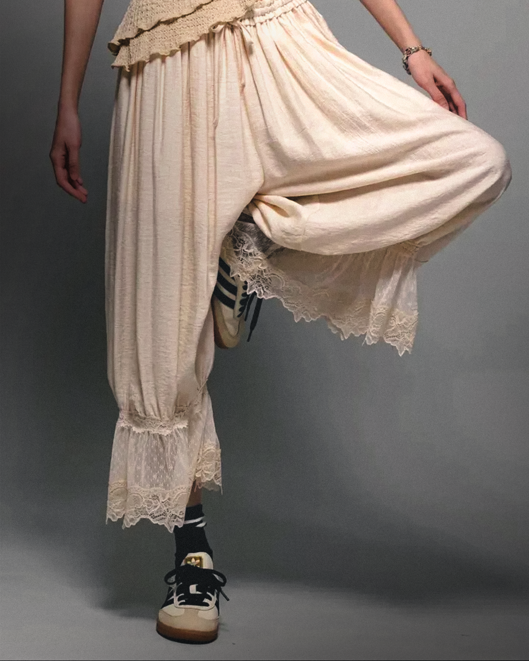 Y2K Floral Lace Patchwork Calf-Length Bloomers