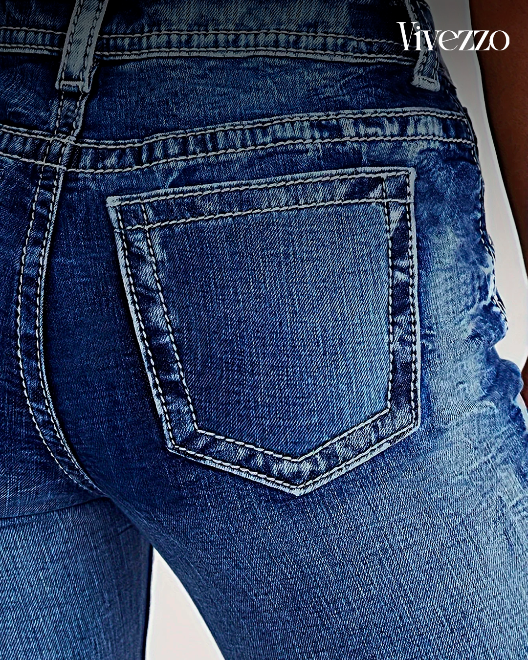 Mid-Rise Flared Stretch Denim - Vivezzo