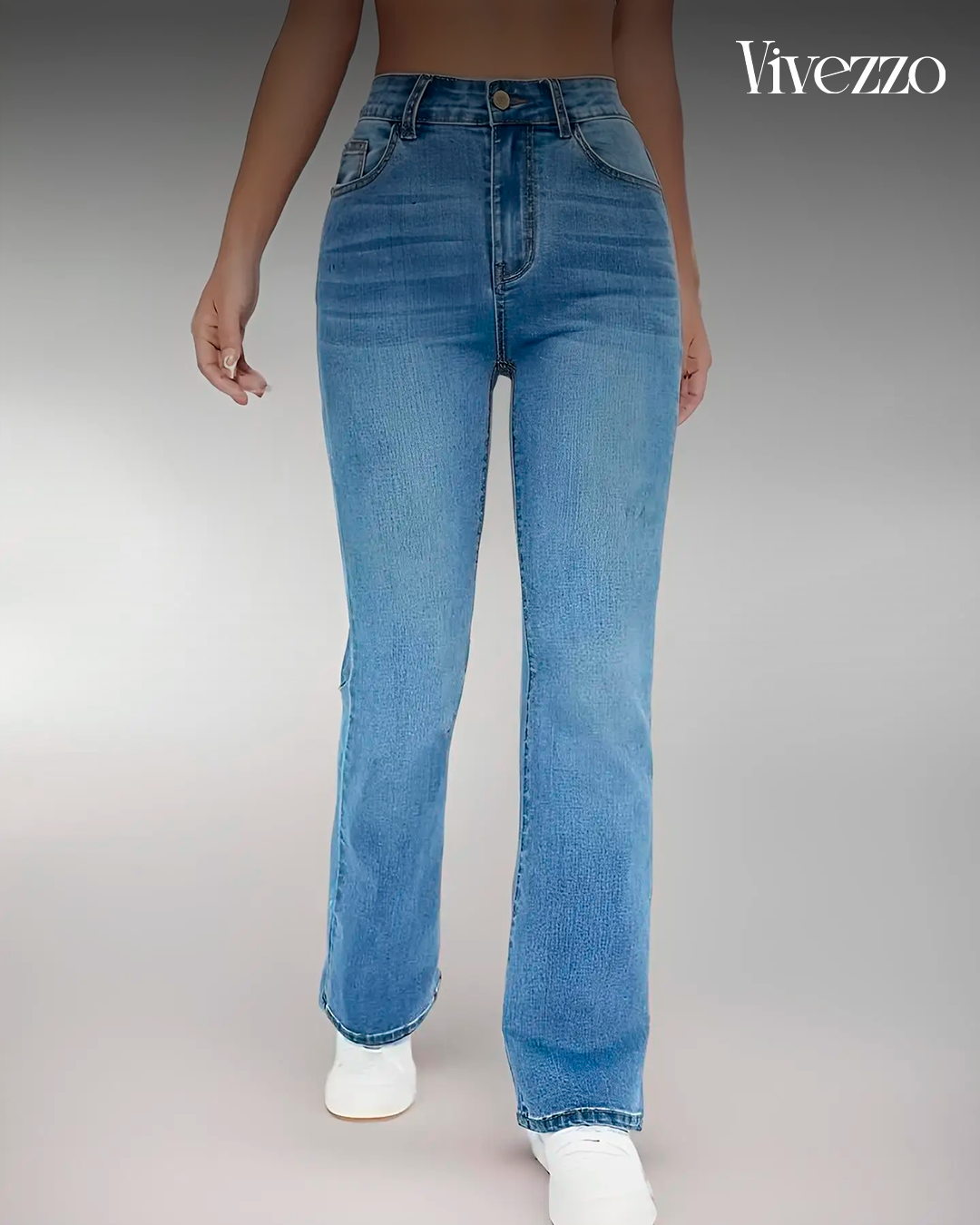 High-Waisted Slim Fit Washed Denim – Everyday Elegance - Vivezzo