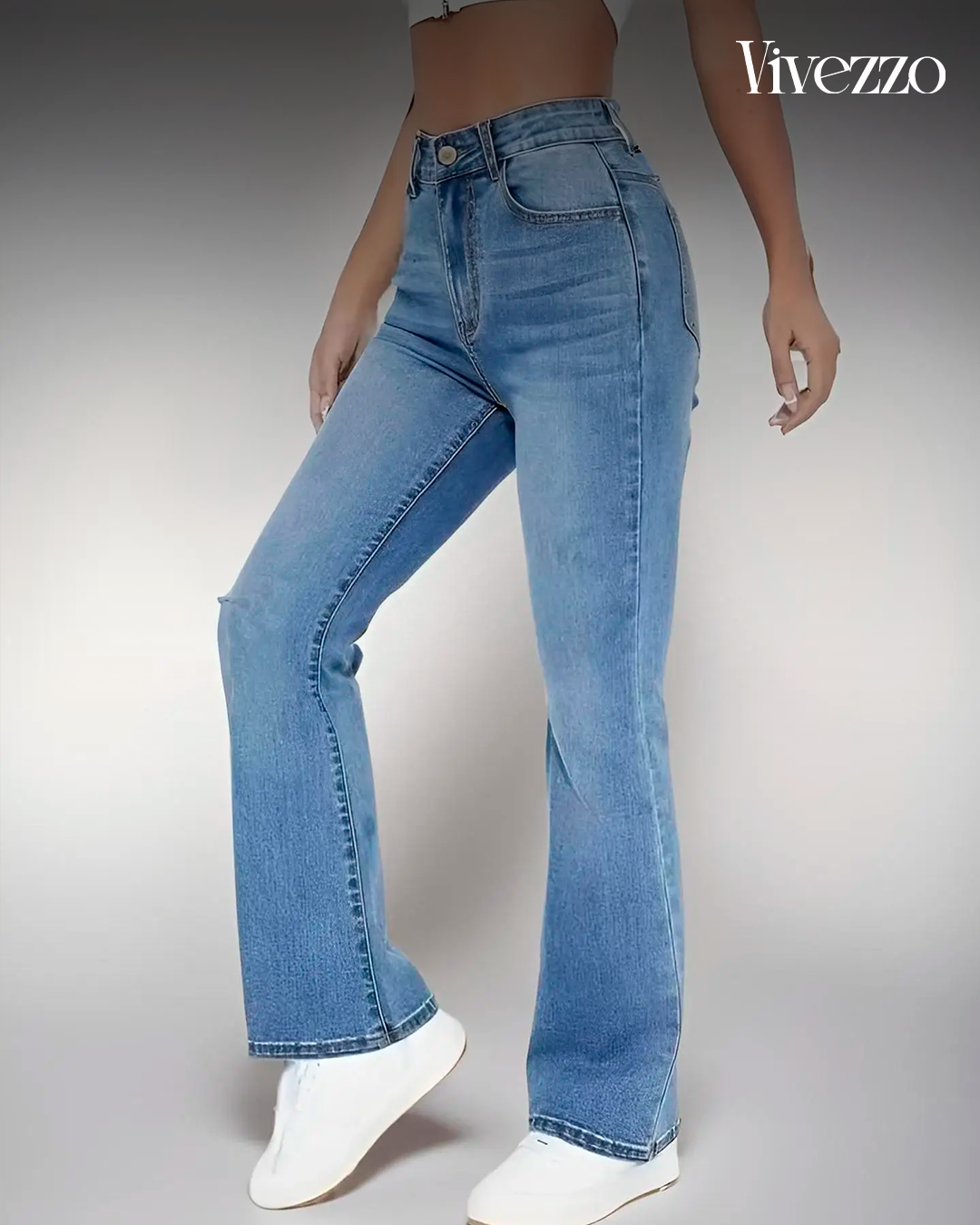 High-Waisted Slim Fit Washed Denim – Everyday Elegance - Vivezzo