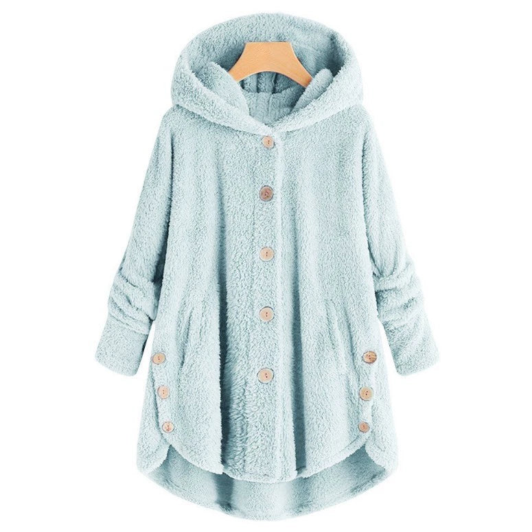 Fashion Trend Autumn and Winter Press-pleated Printed Turn-collar Long-sleeved Shirt Two-piece Furry Coat
