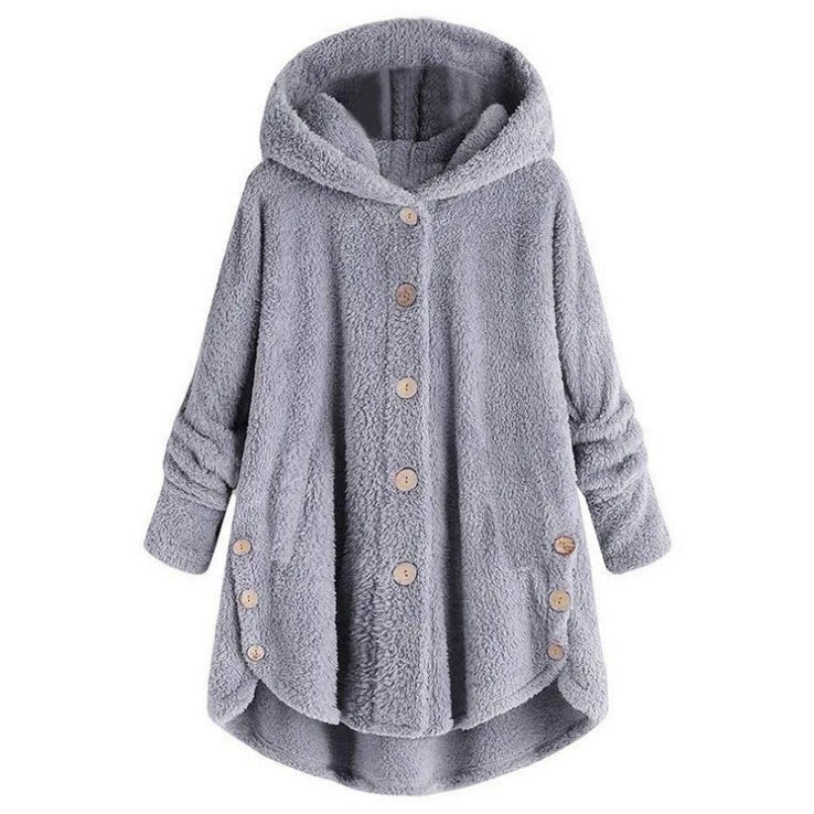 Fashion Trend Autumn and Winter Press-pleated Printed Turn-collar Long-sleeved Shirt Two-piece Furry Coat