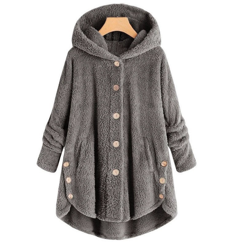 Fashion Trend Autumn and Winter Press-pleated Printed Turn-collar Long-sleeved Shirt Two-piece Furry Coat