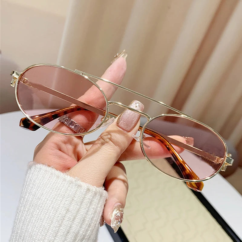 Oval Retro Sunglasses – Metal Frame Unisex Classic UV400 Eyewear
