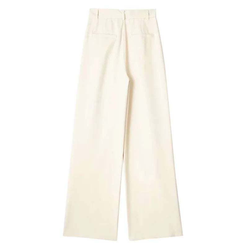 TRAF Women's Formal Pants Office Wear Women Striped Grey Black Pants Woman High Waist Baggy Suit Pants Casual Wide Leg Trousers