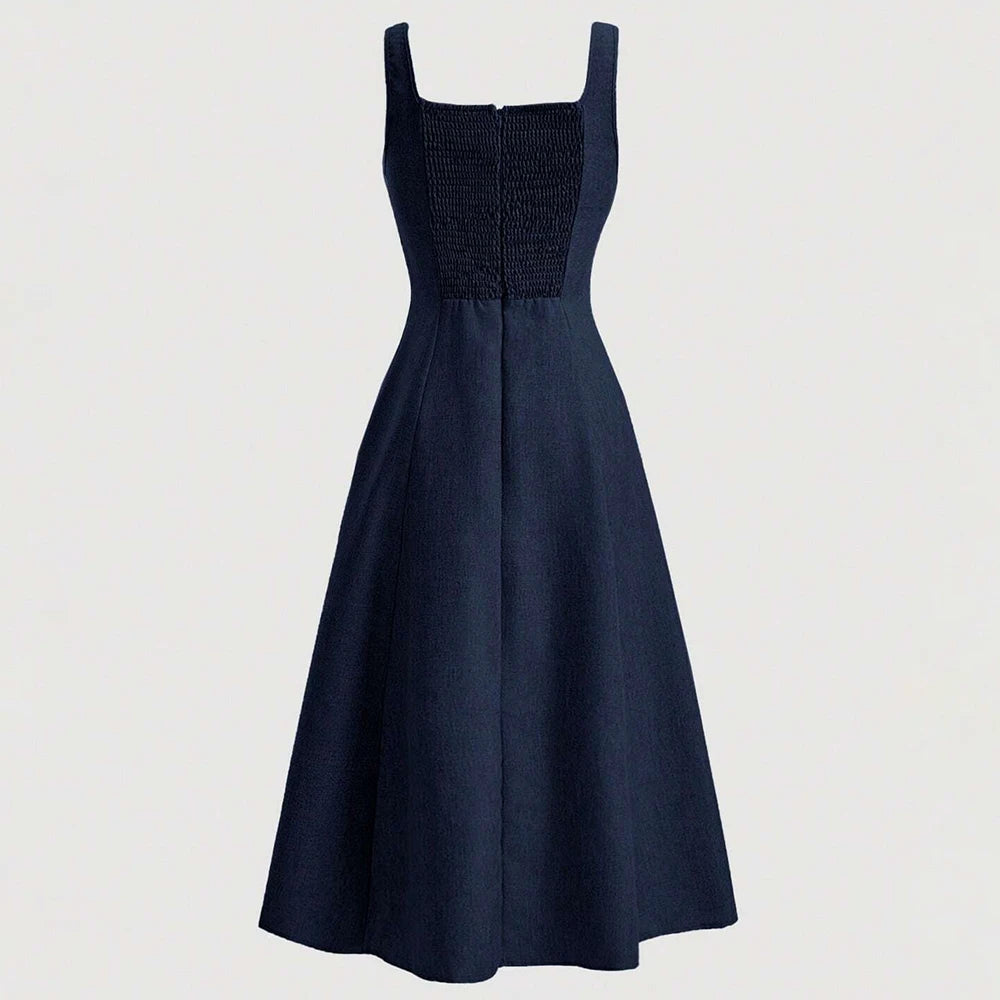 Square Neck A-Line Midi Dress | Vivezzo