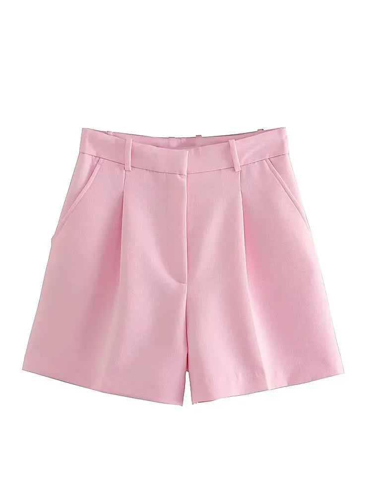 Pleated Baggy High-Waist Shorts