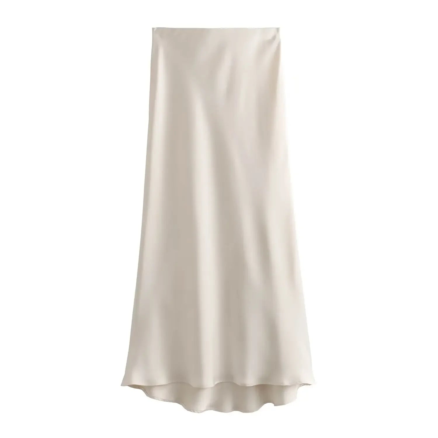 Summer Elegant Satin Midi Skirt – High Waist Office & Casual Style | Vivezzo