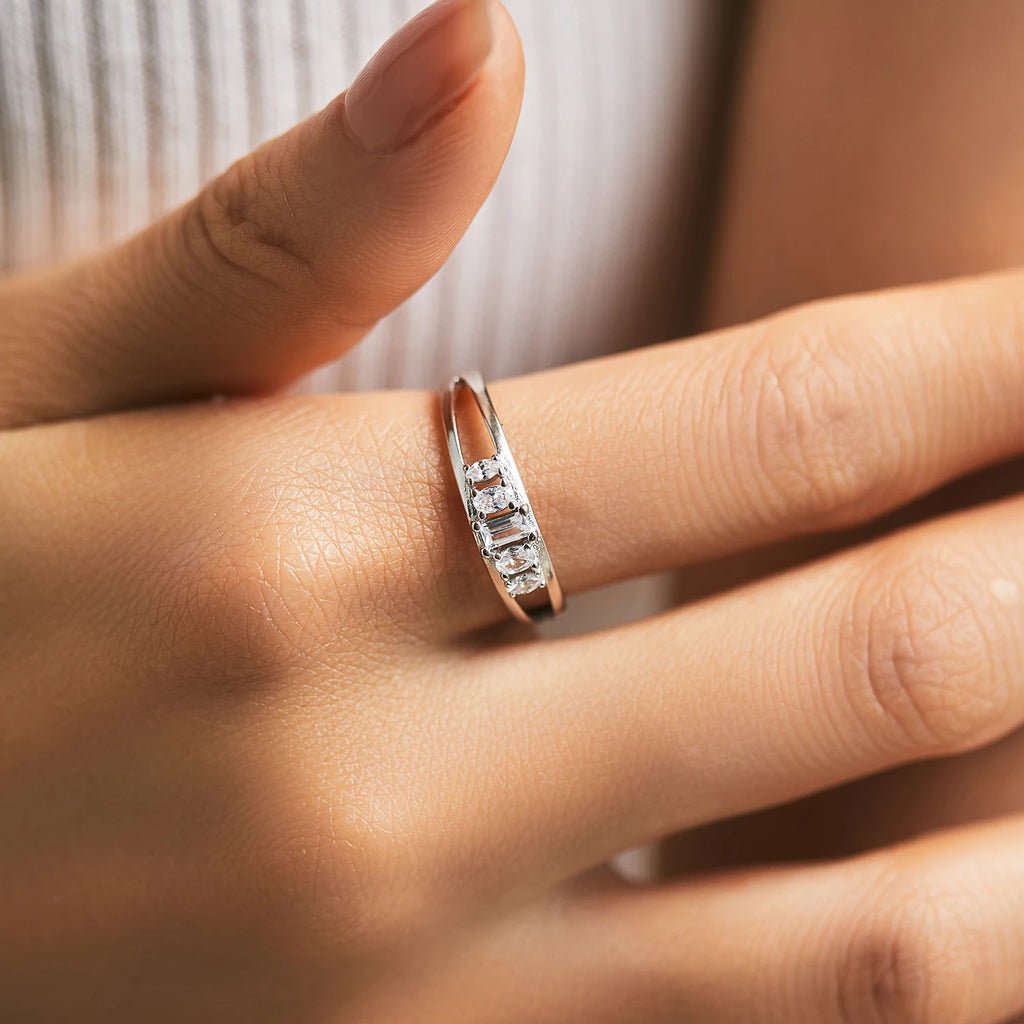 Double Layer Zirconia Ring – 925 Sterling Silver Women’s Fashion Jewelry