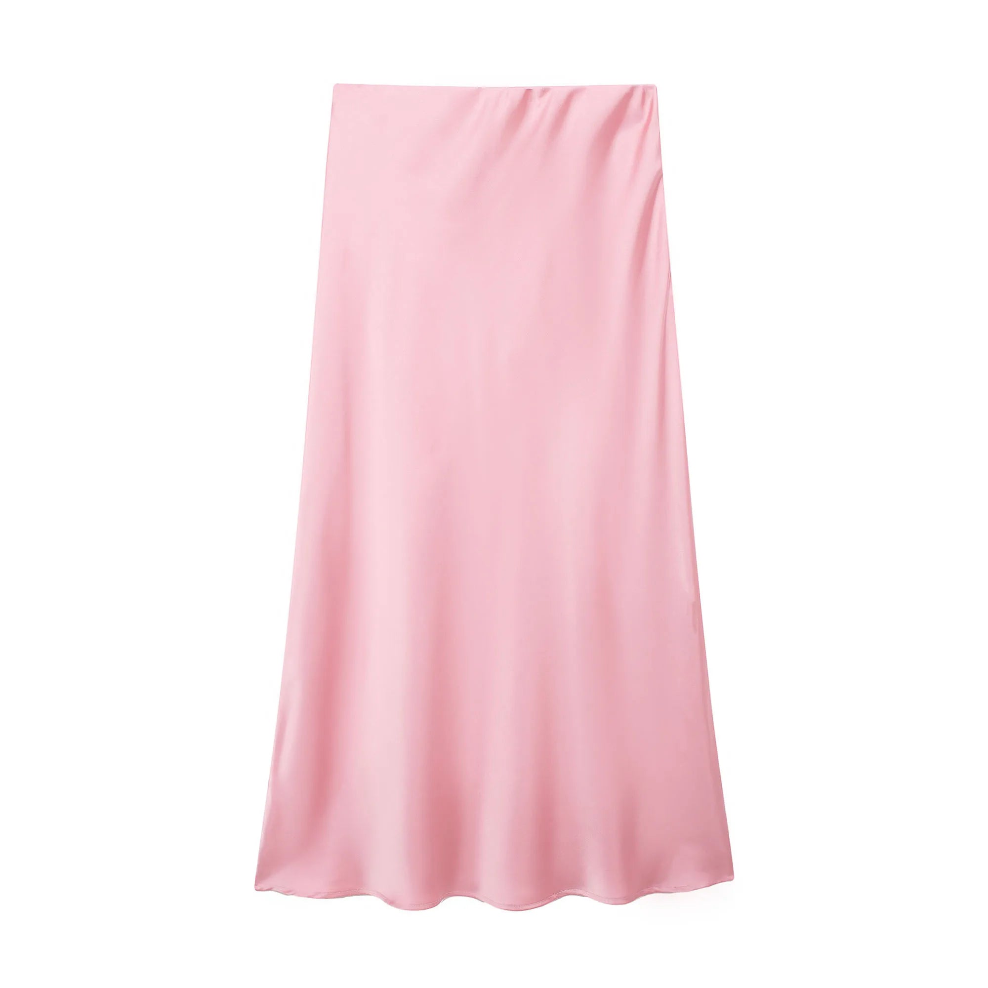 Summer Elegant Satin Midi Skirt – High Waist Office & Casual Style | Vivezzo
