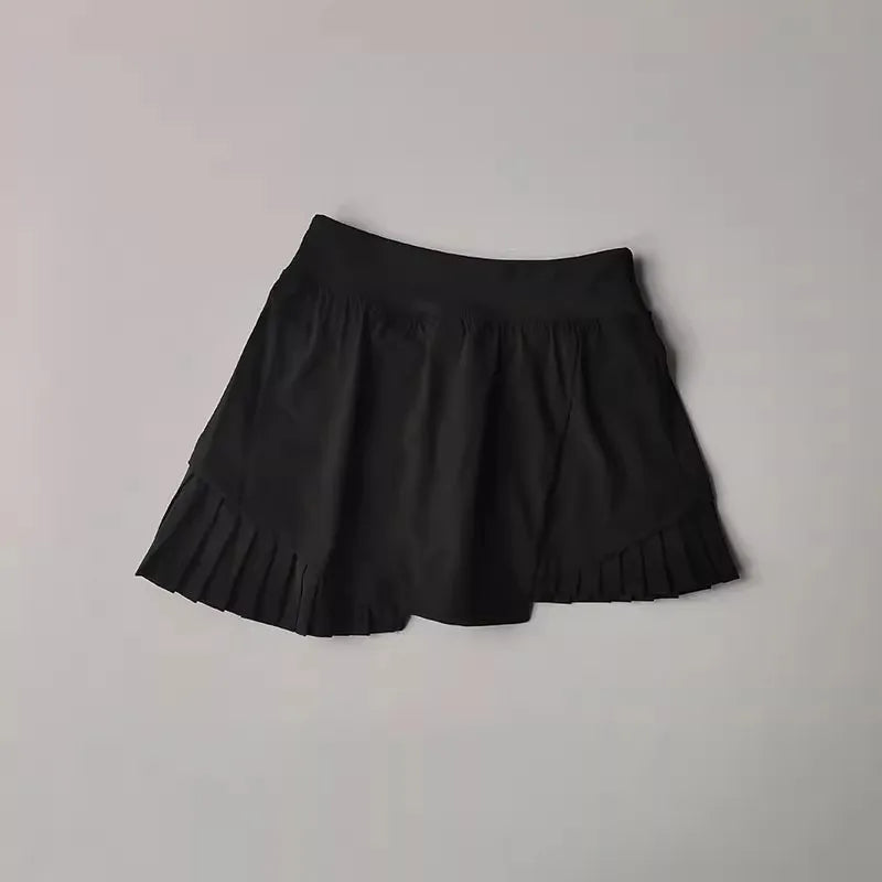 Summer Sports Pleated Skirt with Lined Shorts – High Waist Quick Dry | Vivezzo