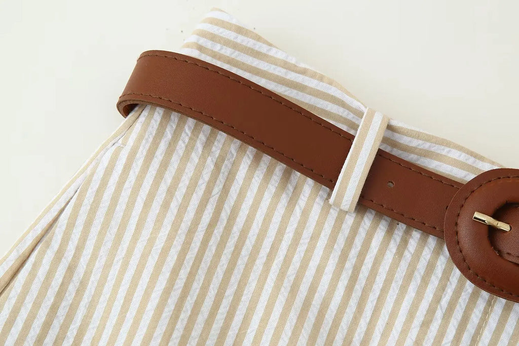 Striped Waist Slim Skort | Vivezzo