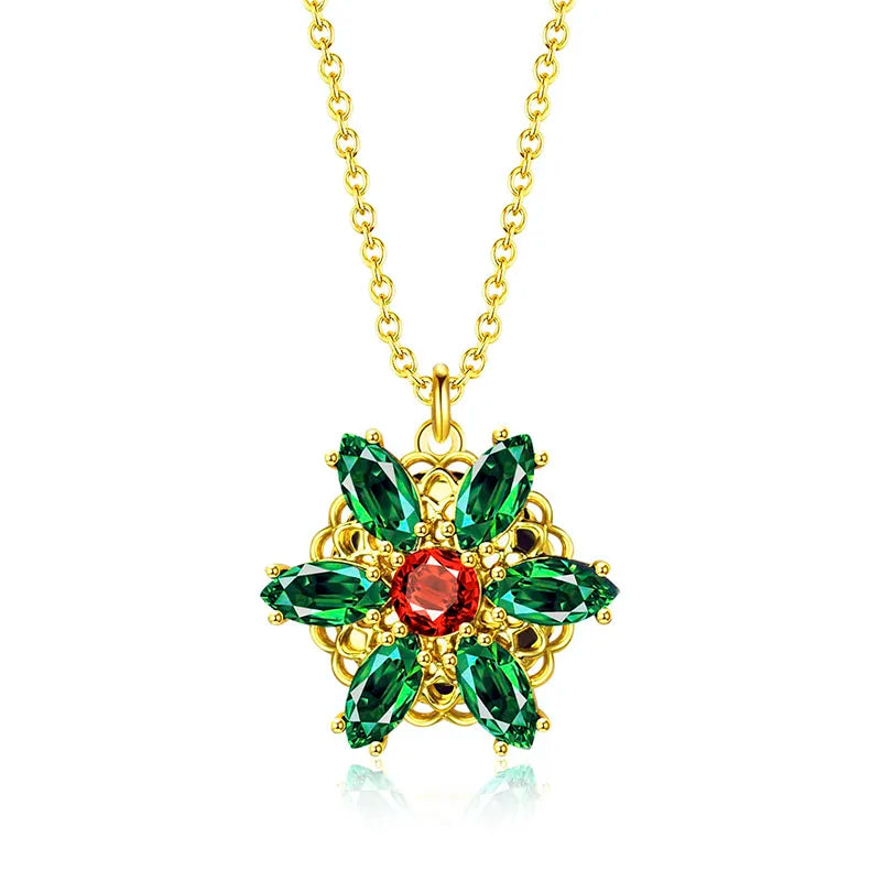Emerald Blossom Pendant Necklace | Vivezzo