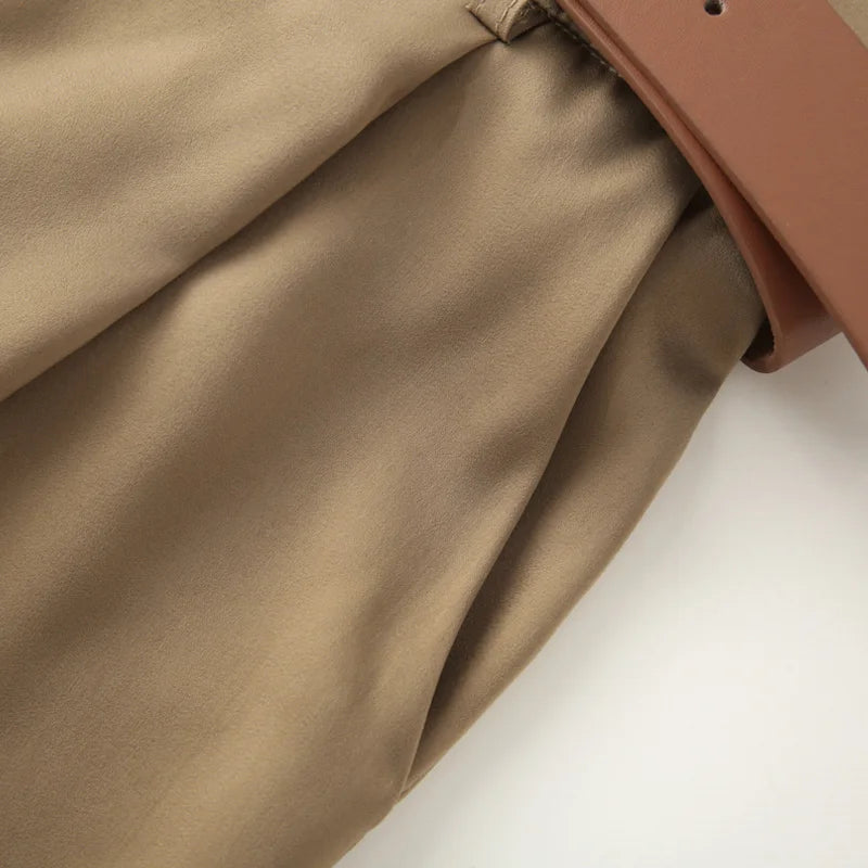 TRAF Baggy Wide Pants Woman 2025 Pleated Casual Long Pants For Women Spring Summer Oversize Wide Leg Pants Belt Office Trousers