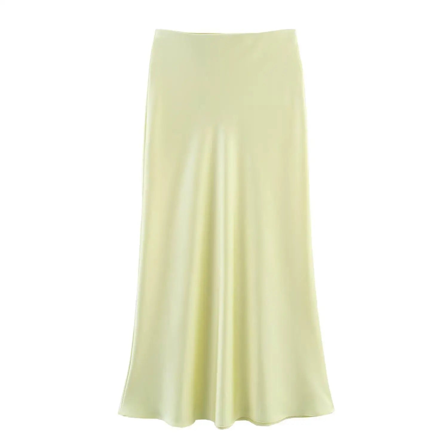 Summer Elegant Satin Midi Skirt – High Waist Office & Casual Style | Vivezzo