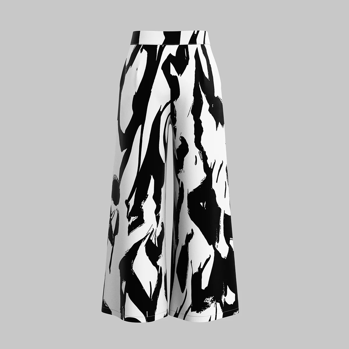 Mia Muse Women's Pants All Season Fashion Wild Graffiti  Pocket Natural Waist Wide Leg Full Length Streetwear  Pants