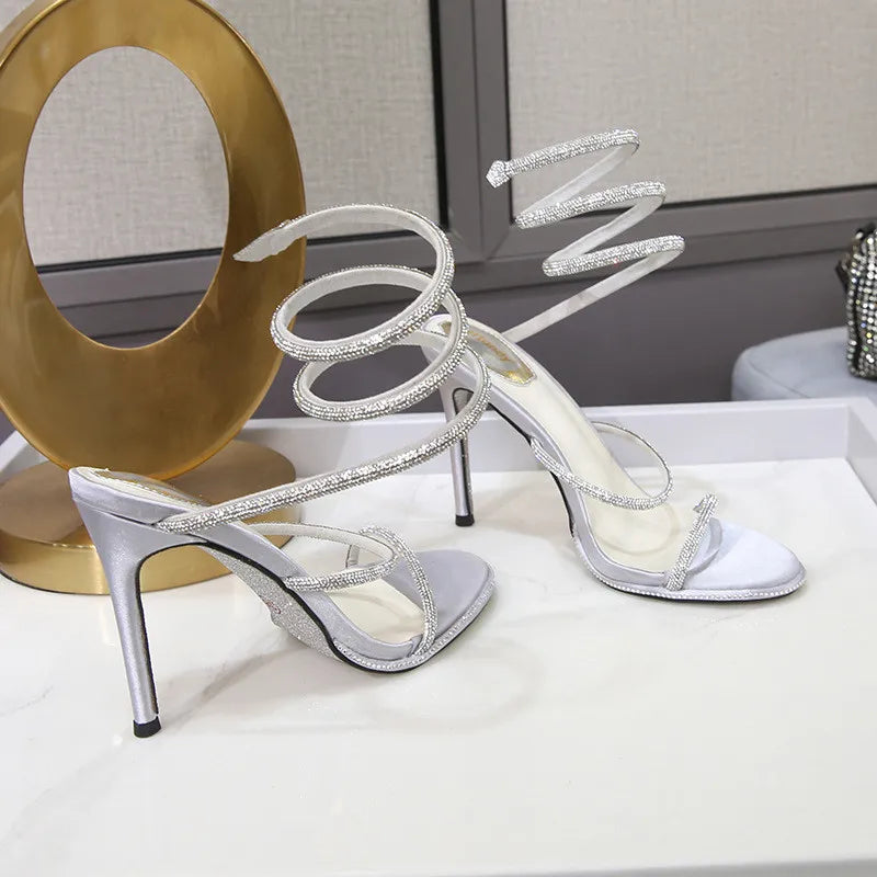 Crystal Snake Gladiator Heels | Vivezzo