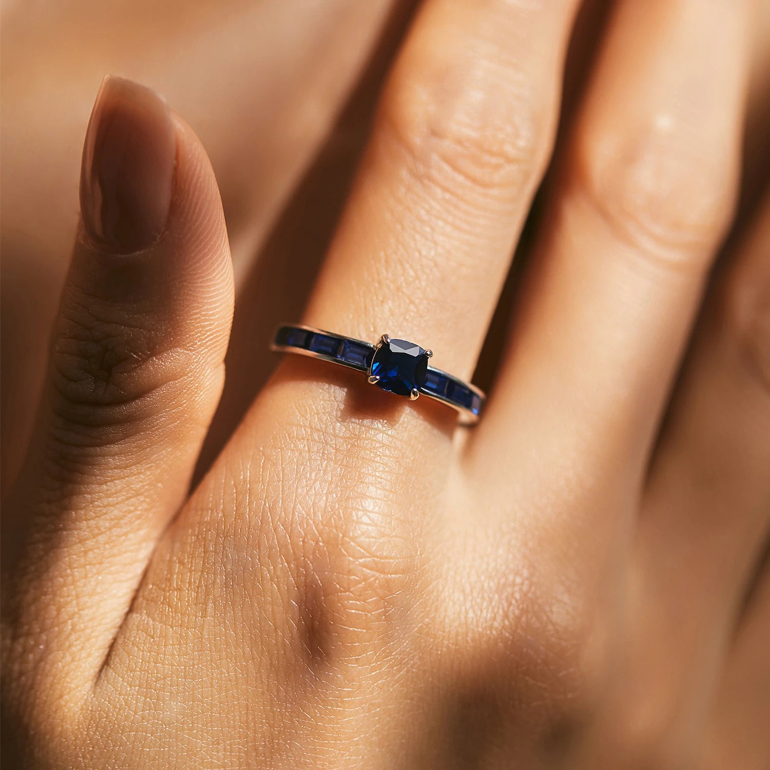 Blue Square Zirconia Ring – 925 Sterling Silver Romantic Women’s Jewelry
