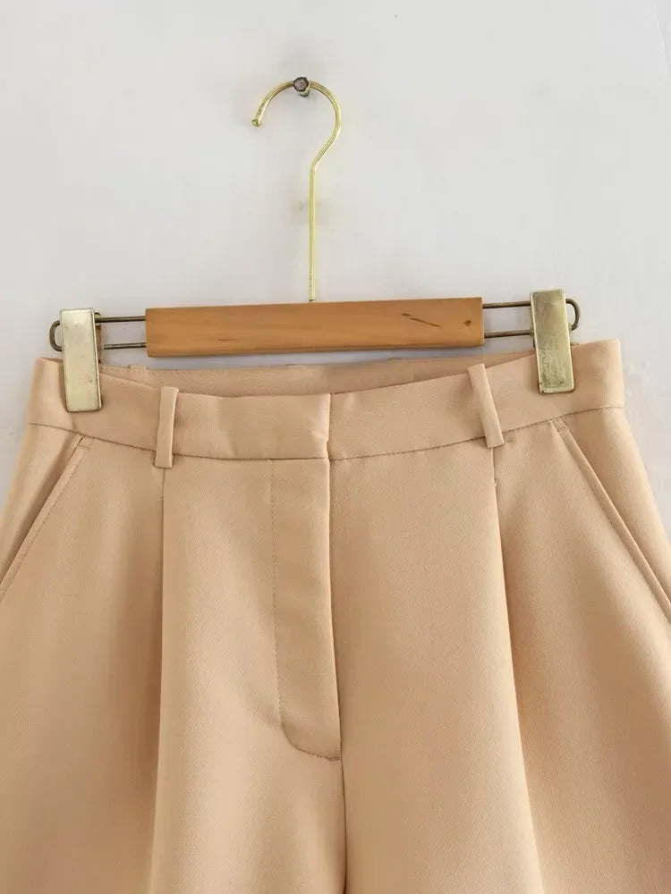Pleated Baggy High-Waist Shorts