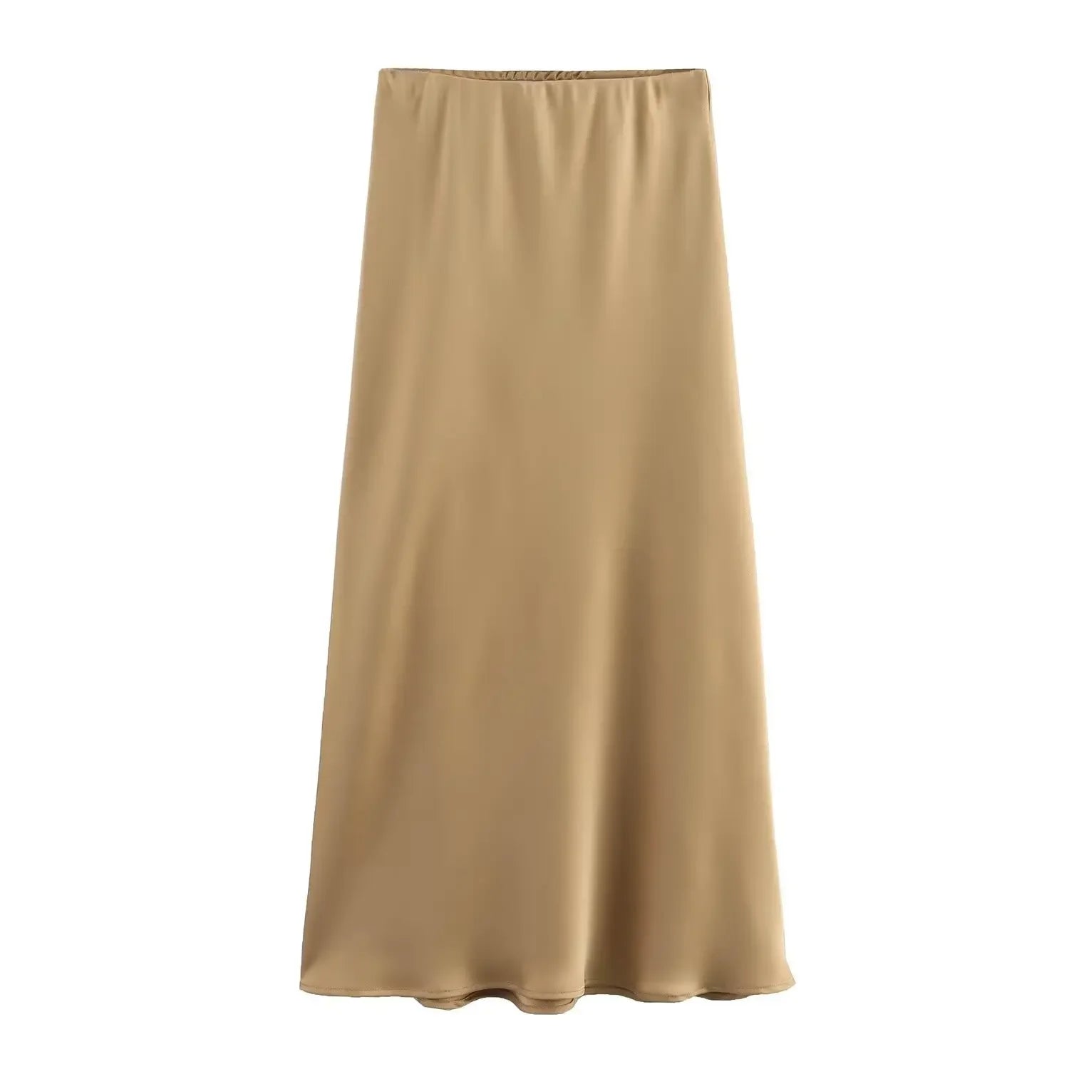 Summer Elegant Satin Midi Skirt – High Waist Office & Casual Style | Vivezzo