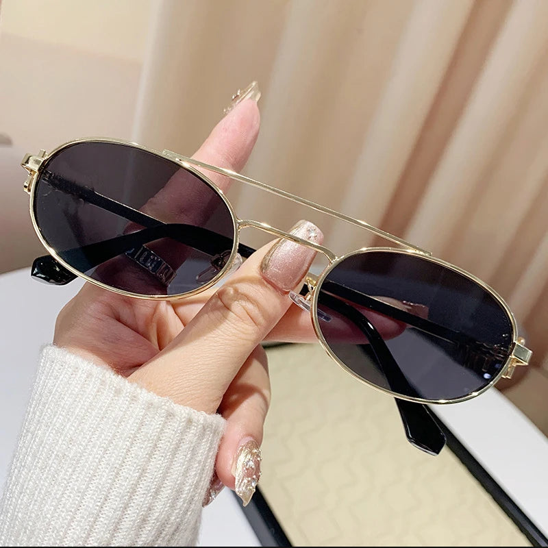 Oval Retro Sunglasses – Metal Frame Unisex Classic UV400 Eyewear