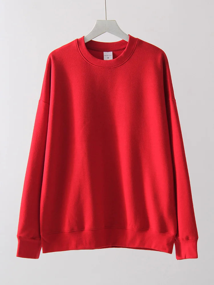 White Oversized Crewneck Sweatshirts Women Autumn Comfort Colors Pink Mom Sweatshirt Yellow Cotton Fall Sweatshirt For Women